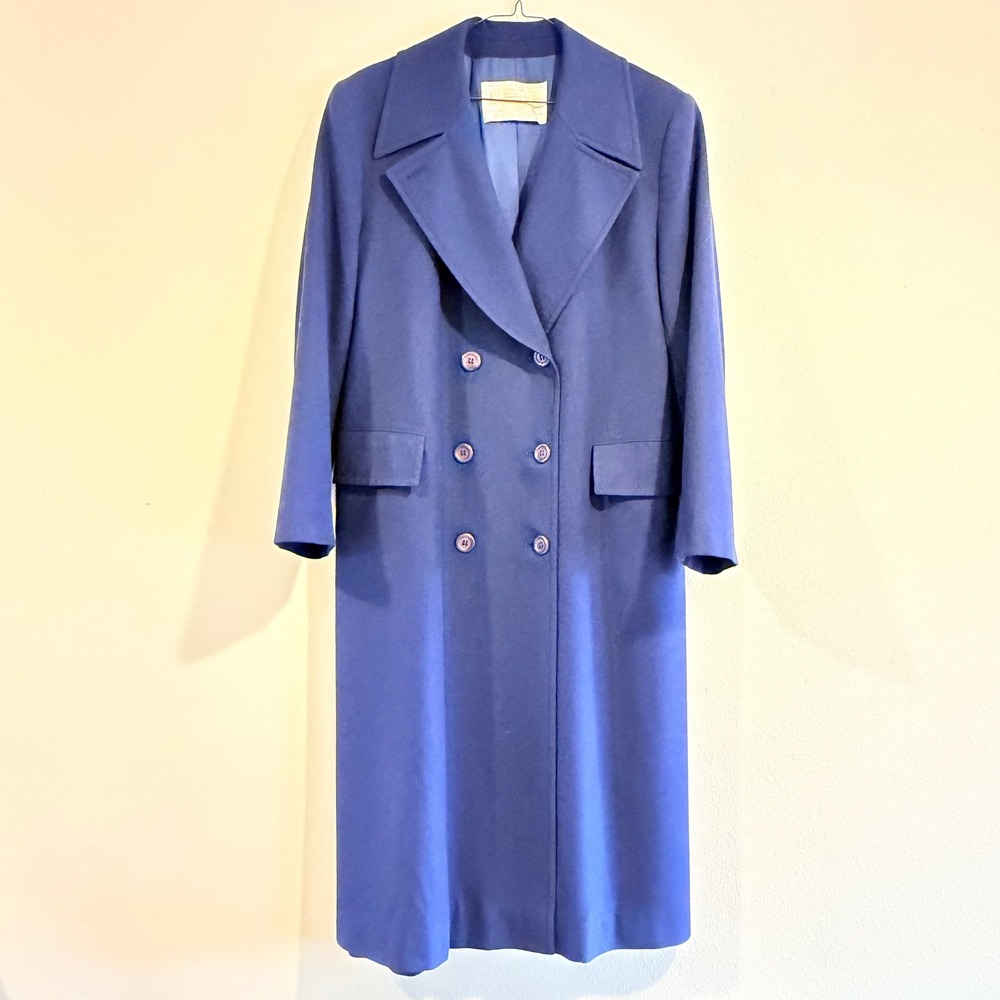 Pendleton Vintage Wool Double Breasted‎ Long Coat Blue 100% Virgin Wool Size L